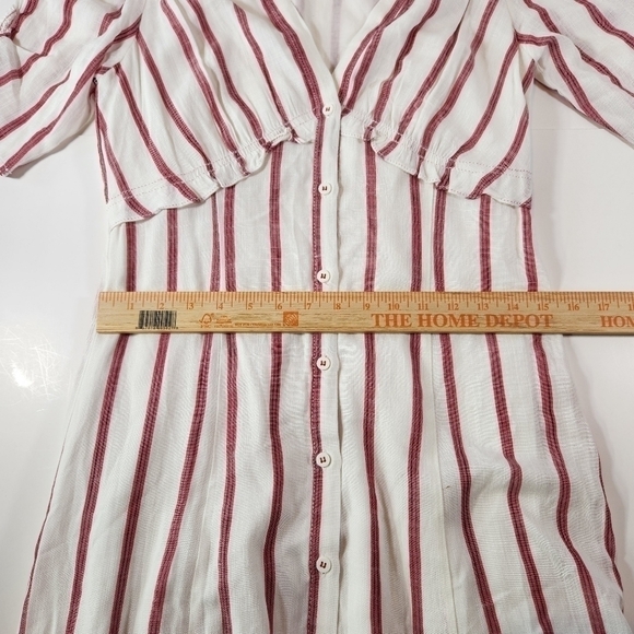 Chelsea & Violet Womens S Boho Maxi Summer Chic Dress Button Up White Red Stripe - Picture 10 of 12